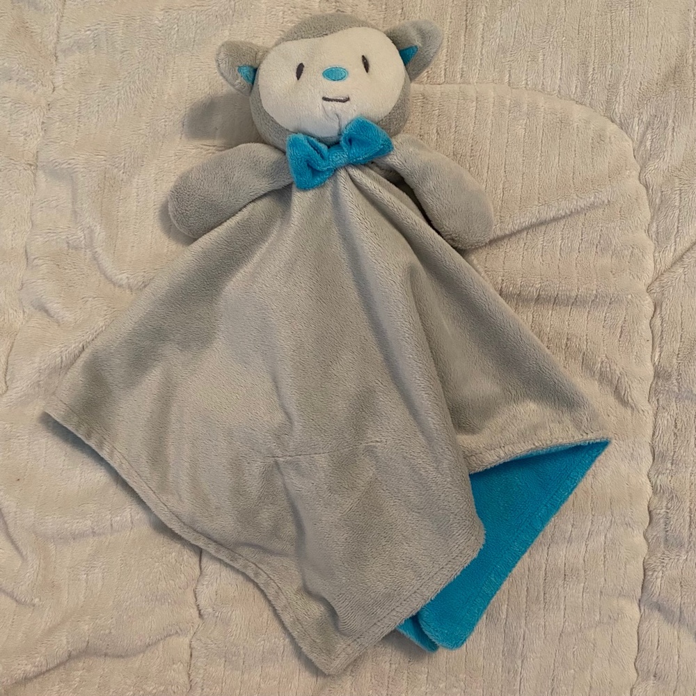 Honey Bunny Lamb Sheep Grey Blue Bow Plush Baby Security Blanket Lovey